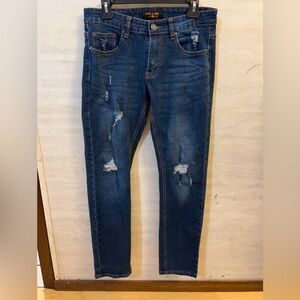 Ring of Fire distressed slim-fit Medium was blue denim